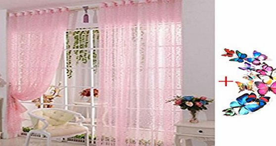 Ouneed Fashion Print Flower Voile Door Curtain Window Room Curtain 1PC (Pink)