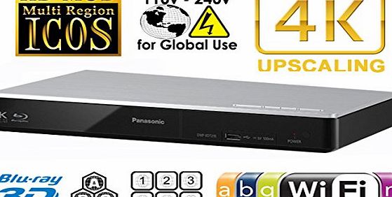 Panasonic 270 Multi Zone All Region DVD Blu ray Player. 4K Upscaling - Wi-FI - 2D/3D - Plays BDs, DVDs, Music CDs. 100-240V World-Wide Voltage amp; 2m HDMI Cable Bundle.