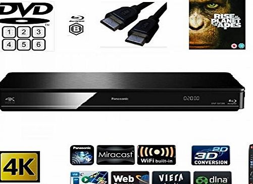 Panasonic DMP-BDT380 (MULTIREGION FOR DVD) Smart , 4K Upscaling, Blu-Ray Player with Built In WiFi, Miracast, 3D Conversion, amp; DLNA - Includes HDMI Cable and The Rise of the Planet of Apes 3ple pl