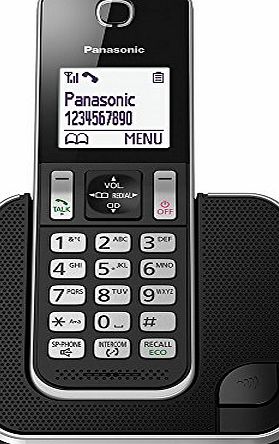 Panasonic KX-TGD310EB Cordless Home Phone with Nuisance Call Blocker and LCD Display - Black/Silver, Pack of 1