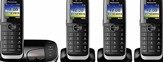Panasonic KX-TGJ324EB Quad Handset Cordless Home Phone with Nuisance Call Blocker and LCD Colour Display - Black