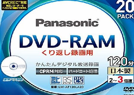 Panasonic New JAPAN Panasonic DVD-RAM 4.7GB 3x Speed 120min LM-AF120LA Pack 20 Tracking