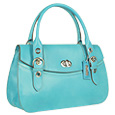 Paolo Bianchi Turquoise Rounded Flap Leather Satchel Bag