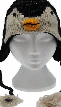 Paper High Fun Penguin Handmade Winter Woollen Animal Hat with Fleece Lining, UNISEX