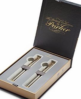 Parker  IM British Collection Fountain and Rollerball Pen Gift Box Set, Brushed Metal GT (1978326)