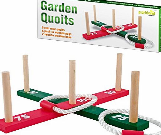 Parkland Wooden Garden Indoor Outdoor Quoits Family Pegs And Rope Hoopla Game