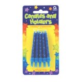 Party Supplies Blue Glitter Candles