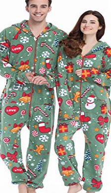 PartyPajama Womens amp; Mens Fleece Hooded Onesies Costume Merry Xmas Size L
