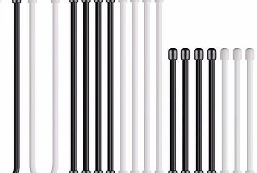 PChero 18 Packs Reusable Rubber Cord Twist Ties Organizer for TV, desktop, Computer, Home Entertainment Cable Management (4inch, 6inch and 12inch) - [Black and White]