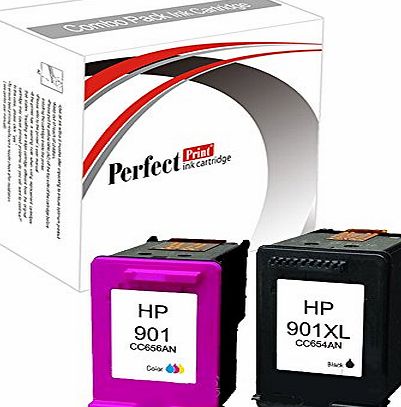 PerfectPrint Set of 2 Remanufactured Black amp; Colour Ink Cartridge Replacement for HP 901XL For Printer Officejet 4500 4500 All-In-One J4500 J4524 J4535 J4540 J4550 J4580 J4585 J4600 J4624 J4660 J4680 J4680C G5