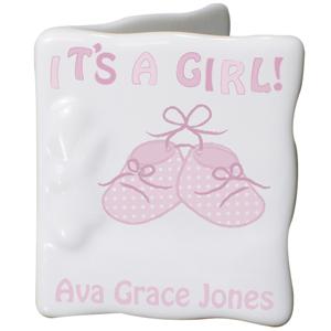 Personalised Bootee Its a Girl Message Card