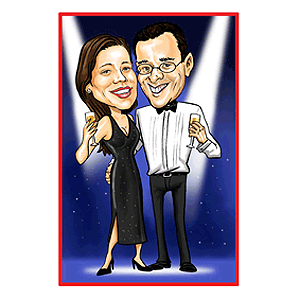 Personalised Engagement Caricature - Evening Wear