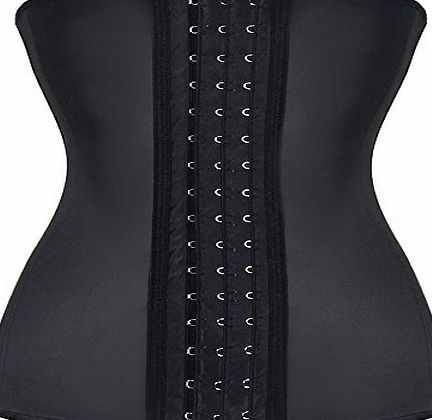PhilaeEC Womens Classic Boned Stretched 3 Levels of Adjustable Hooks Latex Corset (Black 2XL)
