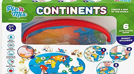 Picnmix Continents World Map Sticker Puzzle Educational and Learning Toys and Games for 4 year olds to 7 year olds