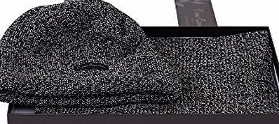 Pierre Cardin Mens New Season Knitted Hat amp; Scarf Gift Set (Black / White)
