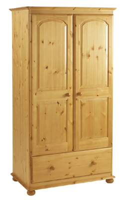 pine Double Wardrobe With Drawer Extra Deep