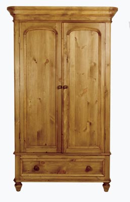 pine WARDROBE DOUBLE WITH DRAWER VICTORIAN