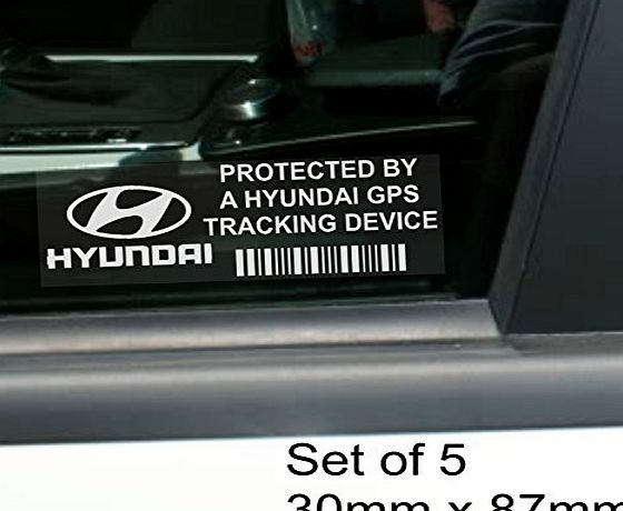 Platinum Place 5 x Hyundai GPS Tracking Device Security WINDOW Stickers 87x30mm-i30,i10,i35,Getz,Santa,Accent,Amica-Car,Van Alarm Tracker