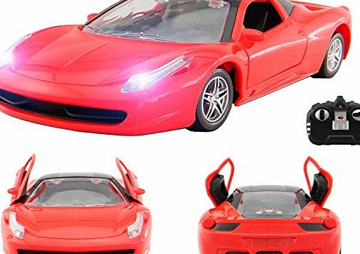 Playtech Logic Ferrari LaFerrari Style RC Remote Radio Controlled Toy Car with Opening Doors via Remote and Lights 1:18 Model Electric Radio Controlled Ferrari Style RC Car 27Mhz - RTR, EP (Red)