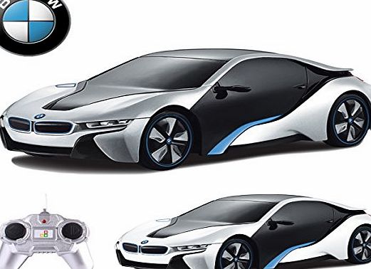 Playtech Logic Official BMW i8 RC Car for Kids - 1/24 Scale Licensed BMW Radio Remote Control Cars - Ready to Run, EP (White/Silver) 40Mhz