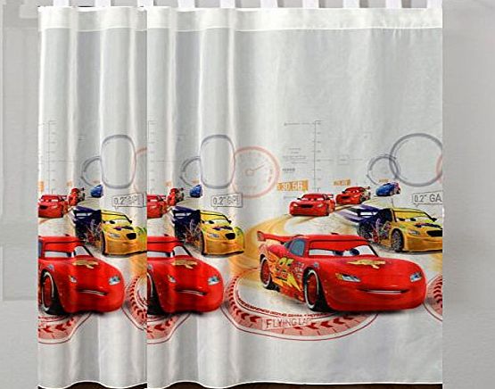 Polontex Disney tab top voile net curtain CARS- width 150cm x drop 157cm
