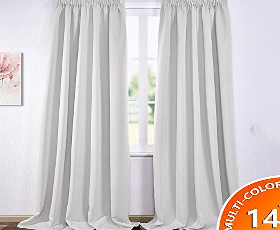 Ponydance Thermal Insulated Plain Top Tape Blackout Curtains for Livingroom, 66`` x 90`` (Set of 2,Off-white)