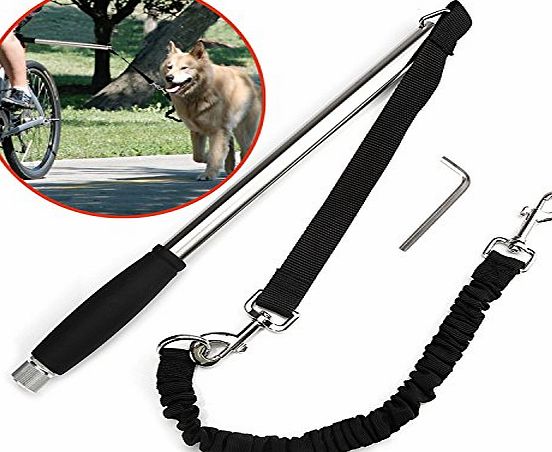 Poppypet Dog Bicycle Leash, Hands Free Bike Exerciser Lead for Dogs, Stability controlled cycling, running amp; walking exercise for you and your dog, Bike Balance Dog Jogger Kit Black