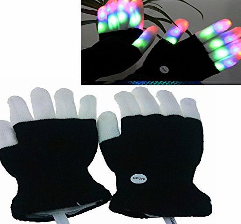 PowerLead G030 LED Raving Gloves Flashing Finger Lights 7 Colorful Rave Modes - Fun gift for children