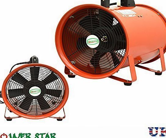 Powerstar Electrical Industrial Portable Ventilation Fan Air Mover Workshop Dust Extractor Axial Metal Blower 110V Heavy Duty Commercial 12 300mm 16 400mm (16`` Inches - 400mm)