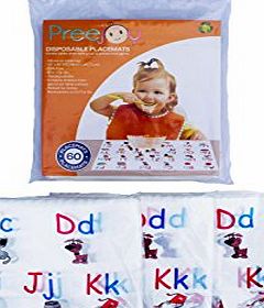 Preejoy Disposable Placemats Table Topper 60 Mats (3 bags of 20) for Children, Kids, Toddlers and Babies. Perfect for Homes, Restaurants or On-The-Go. Large Size 12 x 18 inches. BPA Free, Eco-Friendly