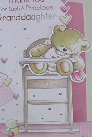 Prelude Birth Granddaughter Card - Thank You for Such a Precious Granddaughter - Teddy in high chair
