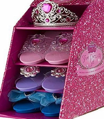 pretty princess Girls Pink Pretty Princess Shoes Diamante Dress Up Fancy Gift Set (Set of 3 Shoes amp; Pink Tiara)