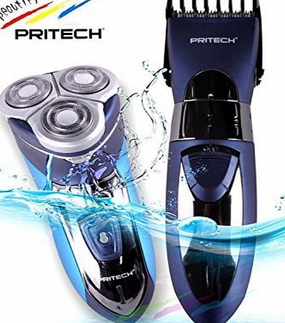 Pritech Waterproof Rechargeable Electric Razor Pritech- - 3 Swivel heads Trimmer   - Wireless - Colour blue - 717
