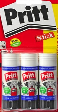 Pritt Glue Stick, 22 g - White, Pack of 3