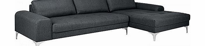 Privatefloor Design Living-room Corner Sofa (5 seats) - Right Angle - Fabric - Dark gray