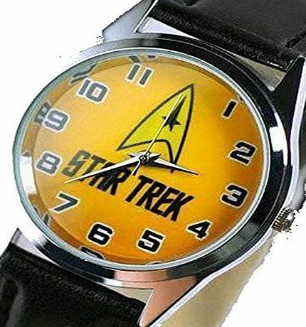 Products Just4U Star Trek Logo Quartz Watch with Analogue Display and Real Leather Strap