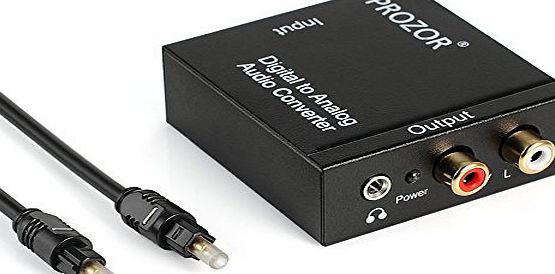 Proster PROZOR DAC Digital SPDIF Toslink to Analog Stereo Audio L/R R/L Converter Adapter - PS3 XBox HD DVD PS4 Sky HD Plasma Blu-ray Home Cinema Systems AV Amps Apple TV with Optical Cable Power by USB Cable
