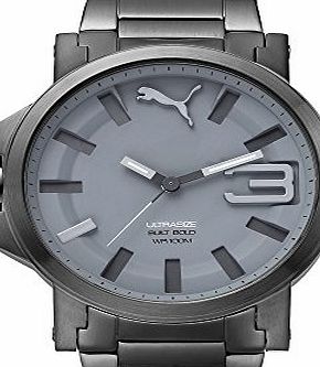 Puma Ultrasize 50 Bold Mens Quartz Watch with Grey Dial Analogue Display and Grey Stainless Steel Bracelet