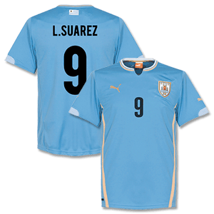 Puma Uruguay Home Luis Suarez No.9 Kids Shirt 2014 2015