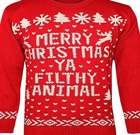 PURL KIDS CHRISTMAS JUMPER, FILTHY ANIMAL, Red, 13  Years