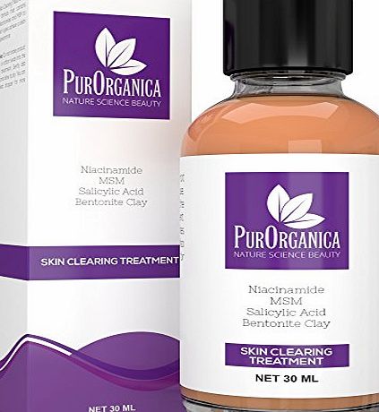 PurOrganica ACNE SPOT TREATMENT - Enhanced Fast Drying Correcting Formula for Clear and Clean Skin - Spot Remover With 2.5 Salicylic Acid, Niacinamide and 10 MSM - Shrinks Whiteheads and Fades Out F