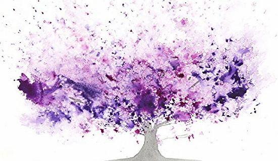 Purple Pebble Art Signed Fine Art Print of Original Abstract Tree Painting in Purple- sizes available from 6 x 4 up to 20 x 15