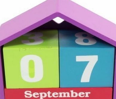 qasco Bright Coloured Wooden House Desk Calendar Blocks Shabby Perpetual deal Gift (PURPLE)