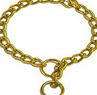 QI Gold Coloured Steel Dog Choke Choker chain 18`` 46cm Approx for small dogs