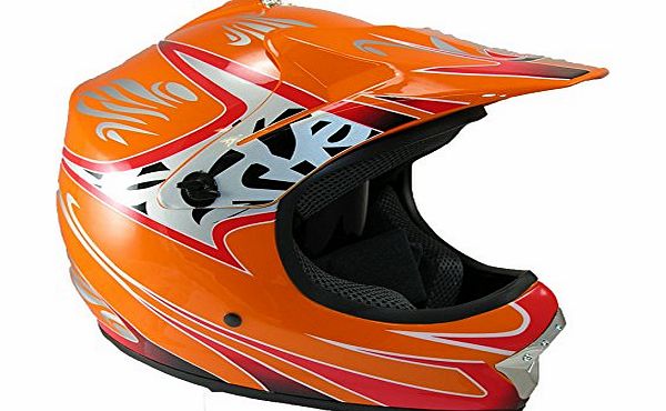 Childrens Kids Motocross amp; Atv Off Road Crash Helmet Pit Bike Protection Sp, Main Colour: Orange, Size: Medium 55-56cm