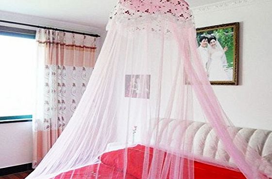 Quickcor TM)New Round Lace Curtain Dome Bed Canopy Netting Princess Mosquito Net Pink 1Set 60cmx305cm