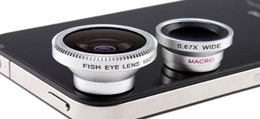 Racksoy High Quality 3-in-1 180 Degree Camera Lens Kit Universal fisheye Macro Wide Angle Lens for iphone 4 4s 5 ipad Galaxy Nexus i9500 DC126