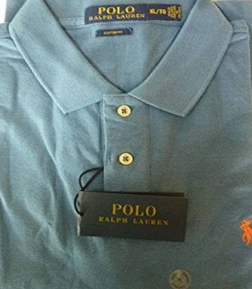 Ralph Lauren Mens Polo T Shirt Short Sleeve Soft Mesh Cotton Designer S/M/L/XL (Light Blue (Orange Horse), Small)