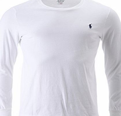 Ralph Lauren Polo Mens Classic Fit Long Sleeved Crew Neck T Shirt White (Medium)