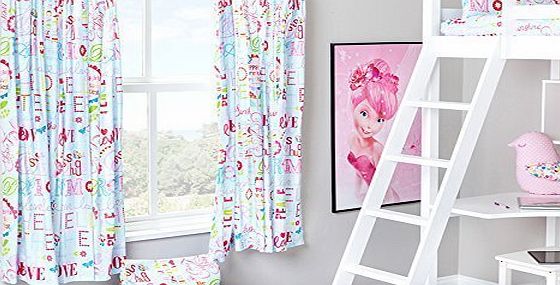 Ready Steady Bed Hello There Design Childrens Bedroom Curtains 66``x 54`` with Tie Backs